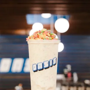 a milkshake with sprinkles on top