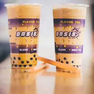 two cups of bubble tea