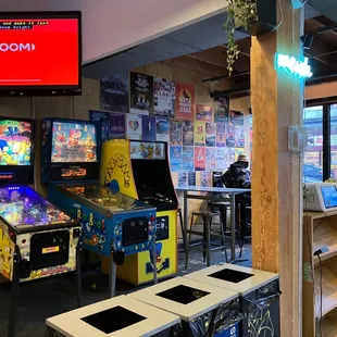 Arcade games and part of the seating area