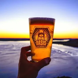 a hand holding a pint of beer