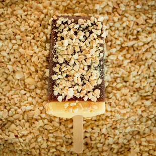 Vanilla Eskimo with chocolate and peanuts.