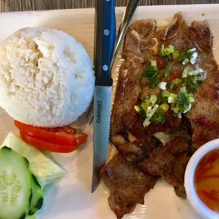 35. Charbroiled Pork Chop Rice Plate