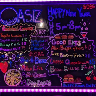 Happy Hour menu