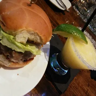 Wagyu Burger LTOP good good sauce and 4$ Happy Hour Margarita and amazing staff!