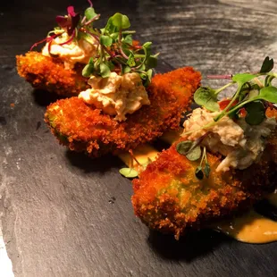 Panko breaded avocado with blue crab! Yum