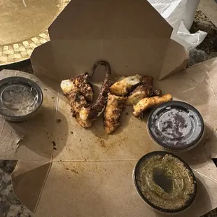 Normally you get two large tentacles but instead the gave me a super small portion I'm assuming because I ordered to go