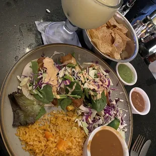 Fish tacos. Very good.