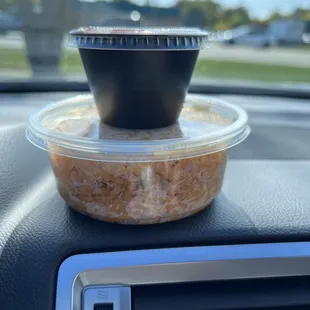 Side of rice, small salsa