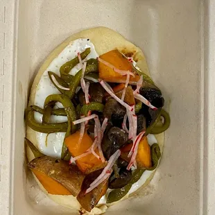 Breakfast Taco, Green Chilies, Mushrooms, Sweet Potato