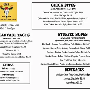 New OMK Menu