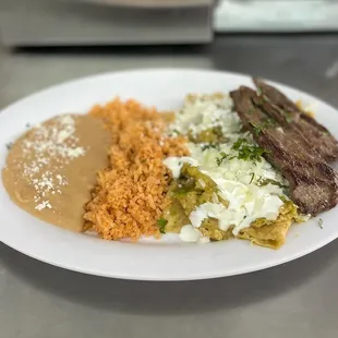 Chilaquiles Verdes with option of meat or eggs
