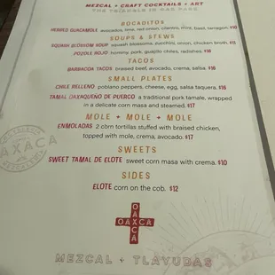 Food menu