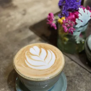 Lavender latte with oatmilk.