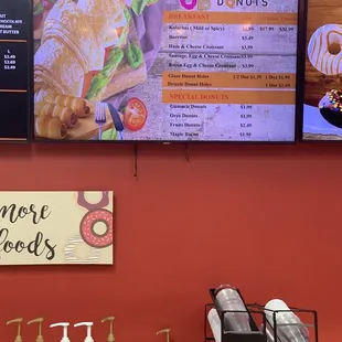 the menu and prices on the wall