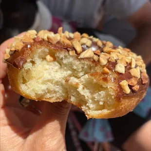 Peanut chocolate iced cake donut