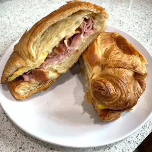 Bacon ham cheese egg croissant