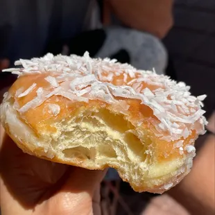 Coconut glazed raised donut