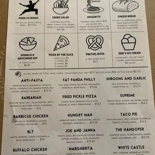The menu
