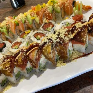Front - Black Dragon  Middle - Spicy Tuna  Back - Spicy Salmon