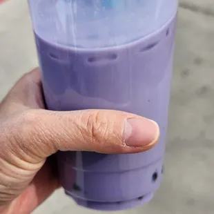 Taro milk tea boba... not! Look at that fake taro color!