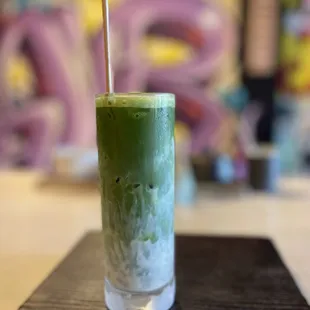 Matcha Latte with Oatmilk, Honey and Jasmine