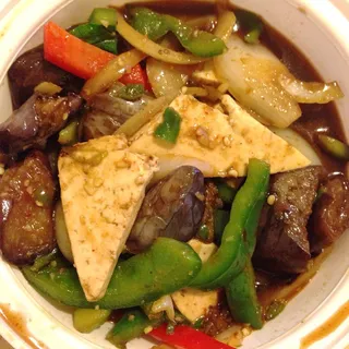 Eggplant Tofu With spicy garlic Sauce.