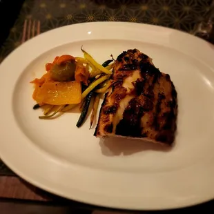 Grilled Rabbit with filet beans and sweet peppers