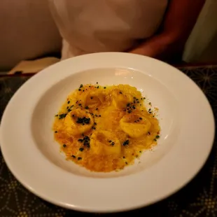Ricotta ravioli with bottarga