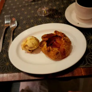 Nectarine crostata with house made almond ice cream