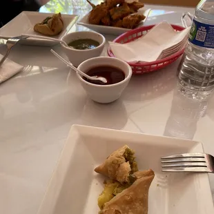 Vegetable samosa,  Paneer Pakora