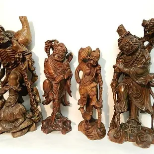 Antique Chinese Wood Carved Statues at Objets D'Art in Corpus Christi, Texas
