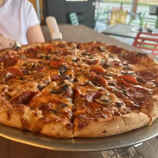 a pizza on a pan