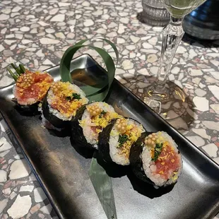 Tuna Roll and Delicate Genius Cocktail