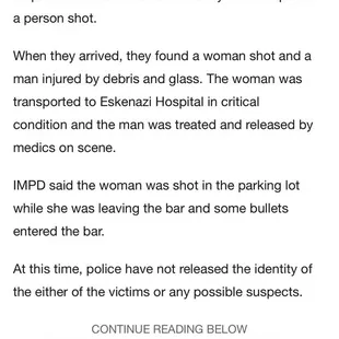 Woman shot 11/04/2018 in Ob's parking lot....bullets also came inside club!!