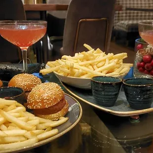 Truffle fries and sliders for two