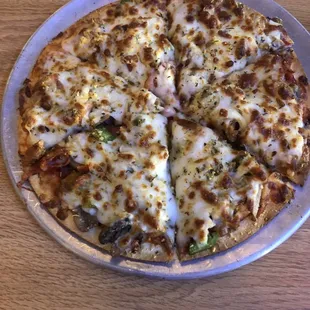 Italian grinder pizza, add mushrooms and green peppers