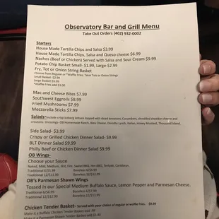 menu