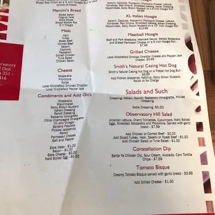menu