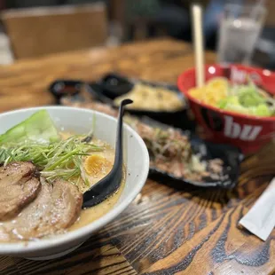 a bowl of ramen and a bowl of noodles