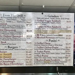 Menu side one