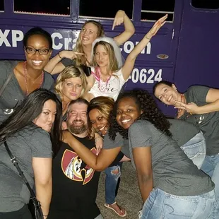 End of the night for a bachelorette party 1 lucky man.