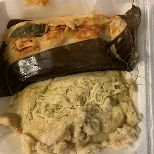 2 kinds of chicken tamales