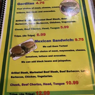 menu