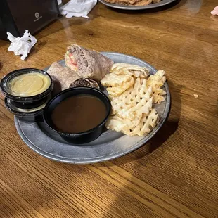 Roast beef wrap and fries