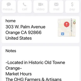 Location and hours of operation for Saturday morning farmers market in downtown Orange.