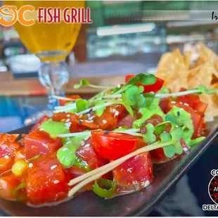 Aloha Friday! Happy Hour- Ahi poke &amp; Stella! "Buggah was winnahs!"
