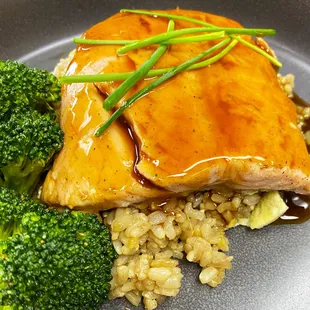 Salmon Teriyaki and Fried Rice