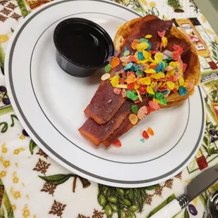 Fruity Pebble Protein Waffle