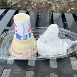 Mocha chips and vanilla almond with a cone $7