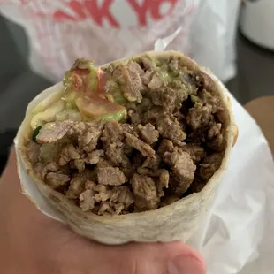 All meat carne asada burrito